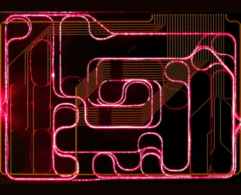 Red light signals in the TriPleX waveguides of a photic integrated circuit