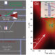 Schematic of the experimental setup using a structured light trap. Left: Layout of the trap electrodes and photonic structures. Right: Schematic of the intensity profile of the light field.