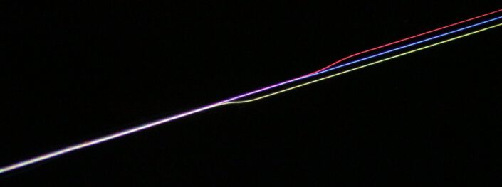 A TriPleX waveguide combining red, green, and blue light.