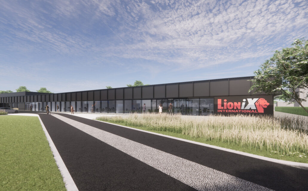The image shows a render of LioniX new facility.
